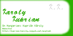 karoly kuprian business card